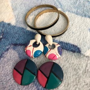 80/90 Vintage Earrings and Bangles Set